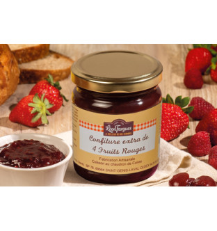 Confiture extra de 4 fruits rouges (fraise, griotte, framboise, groseille)